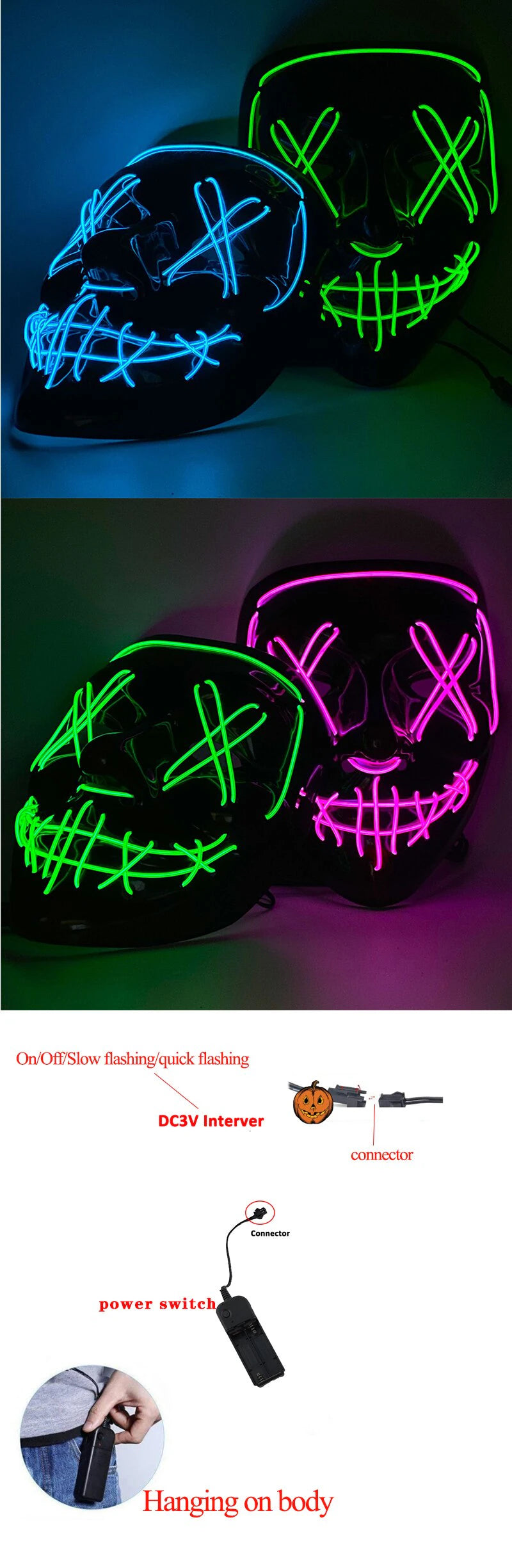 Led Neon Purge Mask